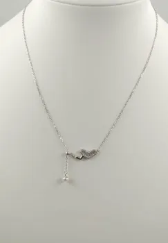 Set colier cu lant din argint 925 si pandant doua inimi si perla fina imagine