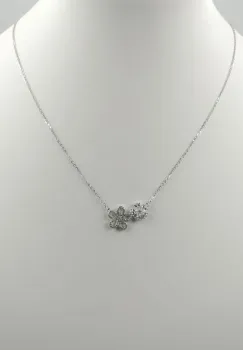 Set colier cu lant din argint 925 si pandant floricele cu pietre fine din cubic zirconia alb imagine