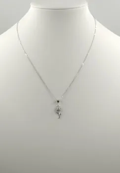 Set colier cu lant din argint 925 si pandant lalea cu sidef alb si pietre fine din cubic zirconia imagine