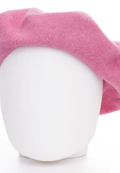 Set esarfa din casmir cu bereta frantuzeasca roz din stofa de lana imagine