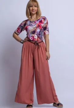 Tricou din vascoza cu imprimeu multicolor imagine