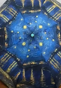 Umbrela de ploaie cu imprimeu reproducere dupa Noapte Instelata deasupra Rhonului de Claude Monet imagine