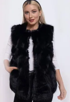 Vesta din blanita ecologica neagra, super pufoasa imagine