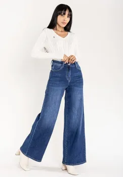 Blugi albastrii dama wide leg Nina Carter YY300-9 M10 imagine