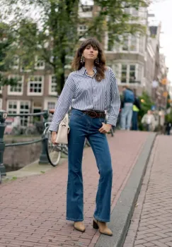 Blugi dama evazati Oraije albastru inchis JD292F-6 imagine