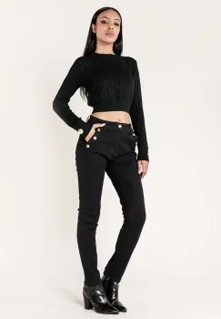 Blugi dama mom fit Nina Carter negrI P216 M10 imagine