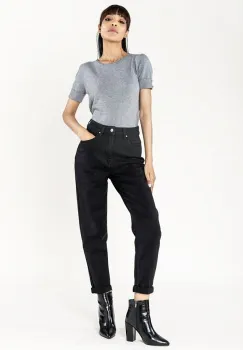 Blugi dama Mom Fit Nina Carter Negru P502-8 M10 imagine