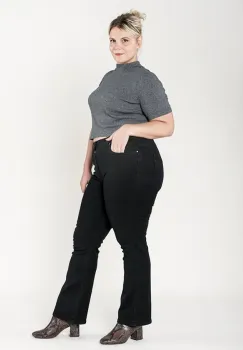 Blugi dama regular fit marimi mari Nina Carter negru P612-8  M10 imagine