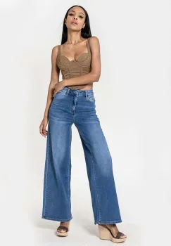 Blugi dama wide leg Nina Carter Albastru YY300-1 M10 imagine