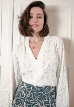 Camasa ivory din tesatura dantelata 4783T M9 imagine