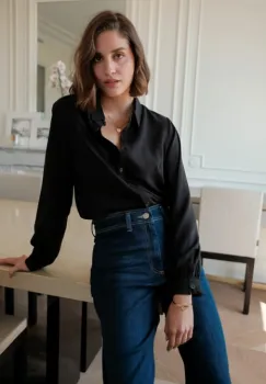 Camasa neagra premium cu detalii brodate, ASD93129 M10 imagine