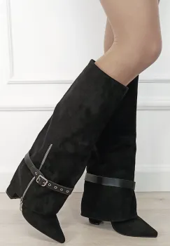 Cizme negre elegante cu toc comod 2502A-1 19 imagine