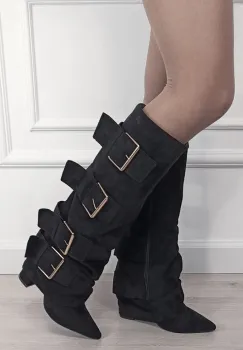 Cizme negre elegante cu toc comod 7677A-1 19 imagine