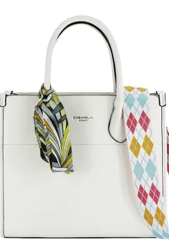 Geanta alba FloraCO Paris cu esarfa decorativa H6935 M7 imagine