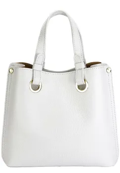 Geanta alba medie din piele naturala 8916 129 imagine