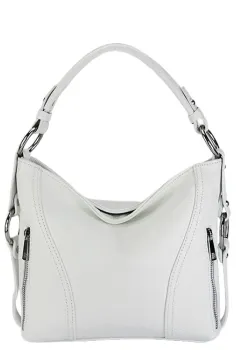 Geanta alba medie din piele naturala 8931 124 imagine