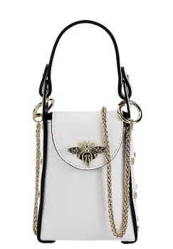 Geanta alba mica din piele naturala 1021 M7 imagine