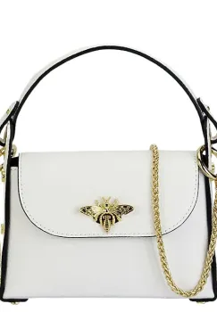 Geanta alba mica din piele naturala 1602 122 imagine