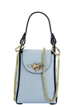 Geanta albastru deschis mica din piele naturala 1021 M7 imagine