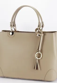 Geanta bej de talie mare din piele naturala 1330 M9 imagine