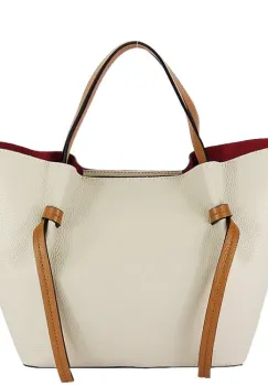 Geanta bej din piele naturala cu borseta detasabila 1782 132 imagine