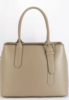 Geanta bej inchis de talie mare din piele naturala 1702 122 imagine