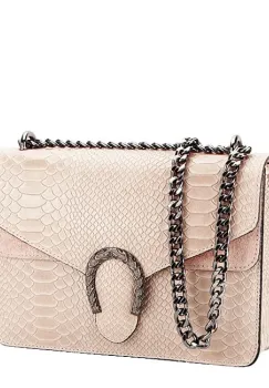 Geanta bej inchis din piele naturala 1524 123 imagine