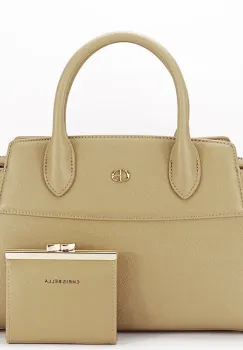 Geanta bej inchis Premium cu portofel CB2427-1 M7 imagine