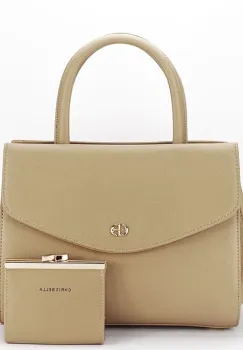 Geanta bej inchis Premium cu portofel CB2427-2 M6 imagine