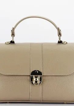 Geanta bej taupe din piele naturala 1724 132 imagine