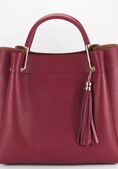 Geanta bordeaux din piele naturala Ariana 123 imagine