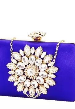 Geanta clutch albastru cu brosa BRS-210 06 imagine