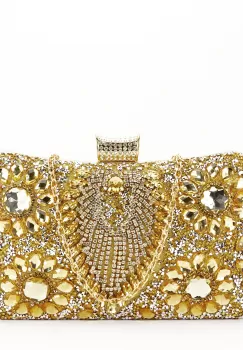 Geanta clutch aurie cu cristale 2023-15 05 imagine