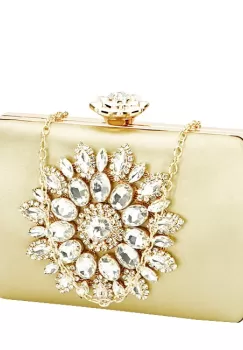 Geanta clutch auriu cu brosa BRS-210 06 imagine