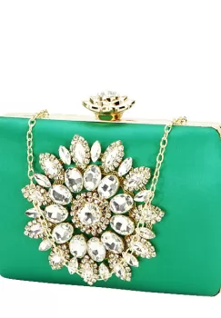 Geanta clutch cu brosa BRS-210 06 Verde imagine