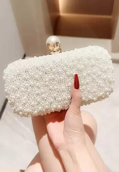 Geanta clutch ivoar auriu cu perle 1003 01 imagine