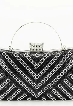 Geanta clutch neagra cu model 3d BYH-87900 06 imagine