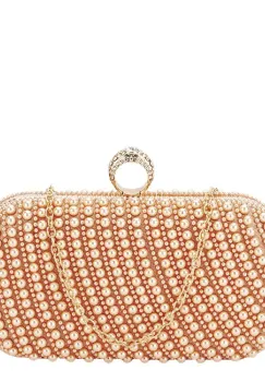 Geanta clutch sampanie cu perle BYH863 06 imagine
