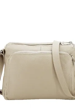 Geanta din piele naturala bej inchis Camelia 124 imagine