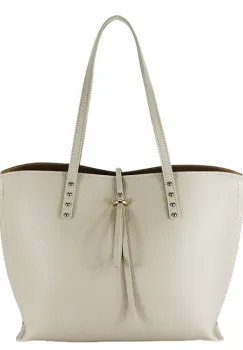 Geanta mare crem din piele naturala 1740 M8 imagine