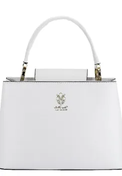 Geanta medie alba din piele naturala 8950 119 imagine