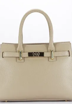 Geanta medie bej din piele naturala 1727 122 imagine