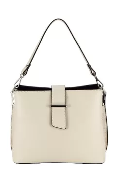 Geanta medie din piele naturala 8962 123 Crem imagine