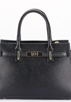 Geanta medie neagra din piele naturala 1727 122 imagine