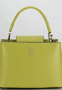 Geanta medie verde lime din piele naturala 8950 119 imagine