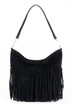 Geanta neagra FloraCO Paris cu franjuri F7515 14 imagine