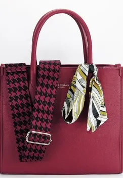 Geanta rosie FloraCO Paris cu esarfa decorativa H6935 M7 imagine