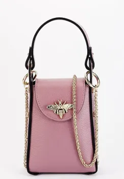 Geanta roz plamaniu mica din piele naturala 1021 127 imagine