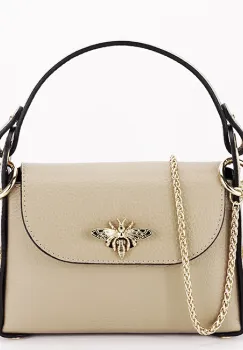 Geanta taupe mica din piele naturala 1602 122 imagine