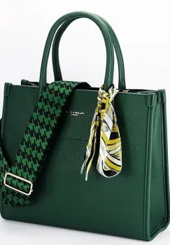 Geanta verde FloraCO Paris cu esarfa decorativa H6935 M7 imagine